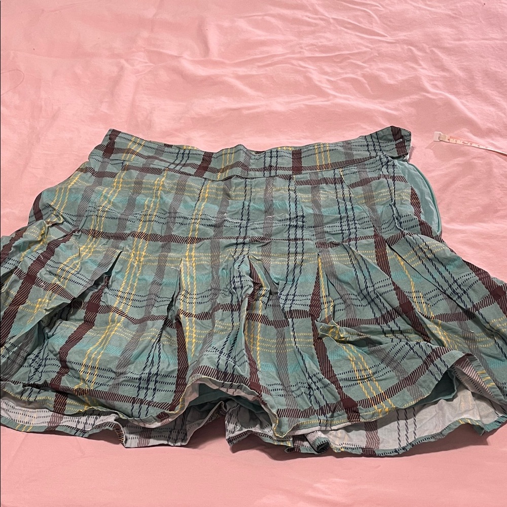 Maeve Teal and Mustard Plaid Skirt